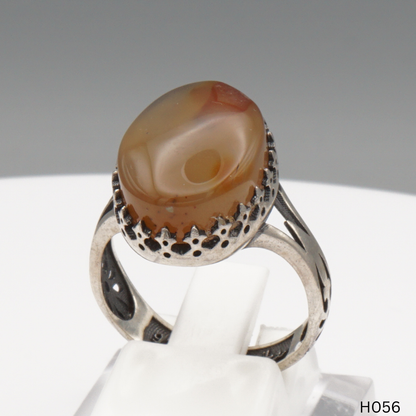 925 Silber Herrenring mit echtem Jemen Achat - Aqeeq Yamani