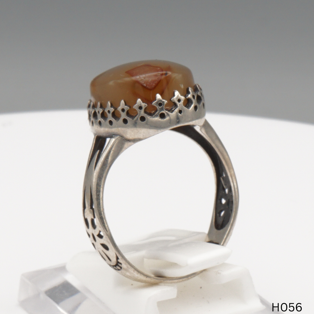 925 Silber Herrenring mit echtem Jemen Achat - Aqeeq Yamani
