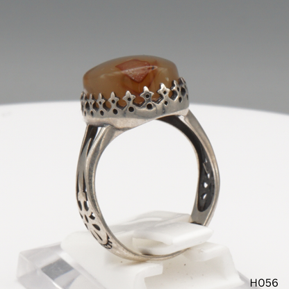 925 Silber Herrenring mit echtem Jemen Achat - Aqeeq Yamani
