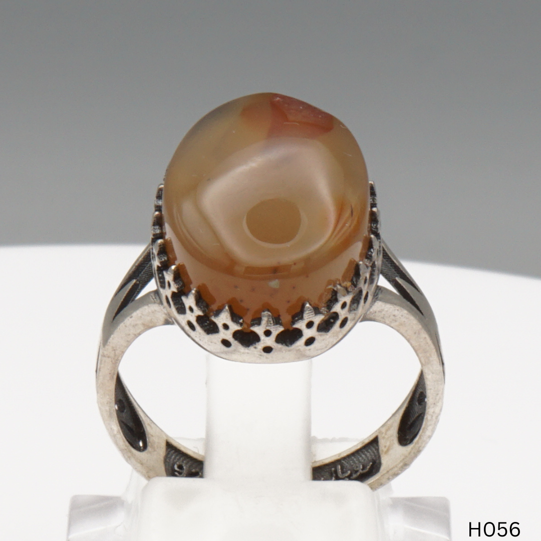 925 Silber Herrenring mit echtem Jemen Achat - Aqeeq Yamani