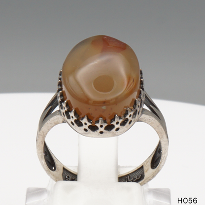 925 Silber Herrenring mit echtem Jemen Achat - Aqeeq Yamani