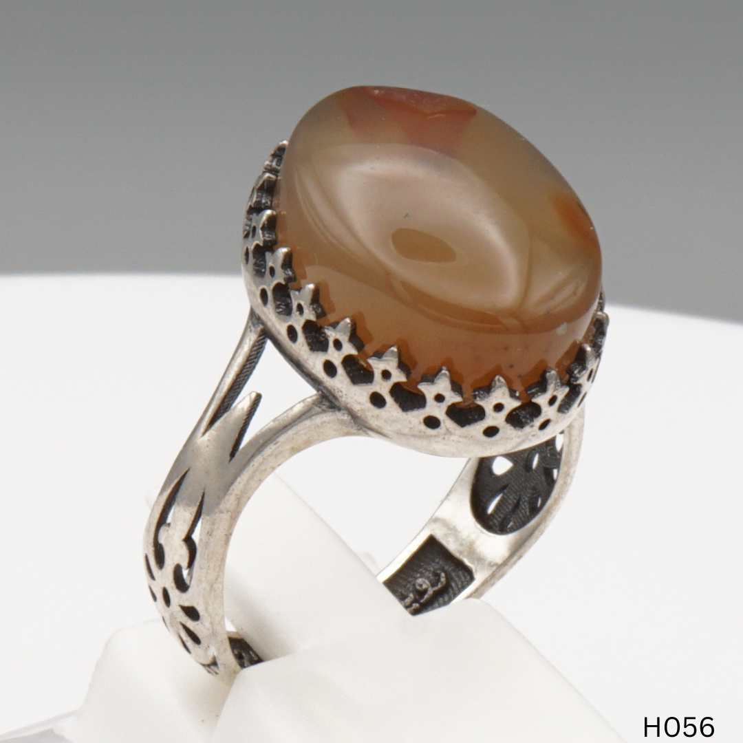 925 Silber Herrenring mit echtem Jemen Achat - Aqeeq Yamani