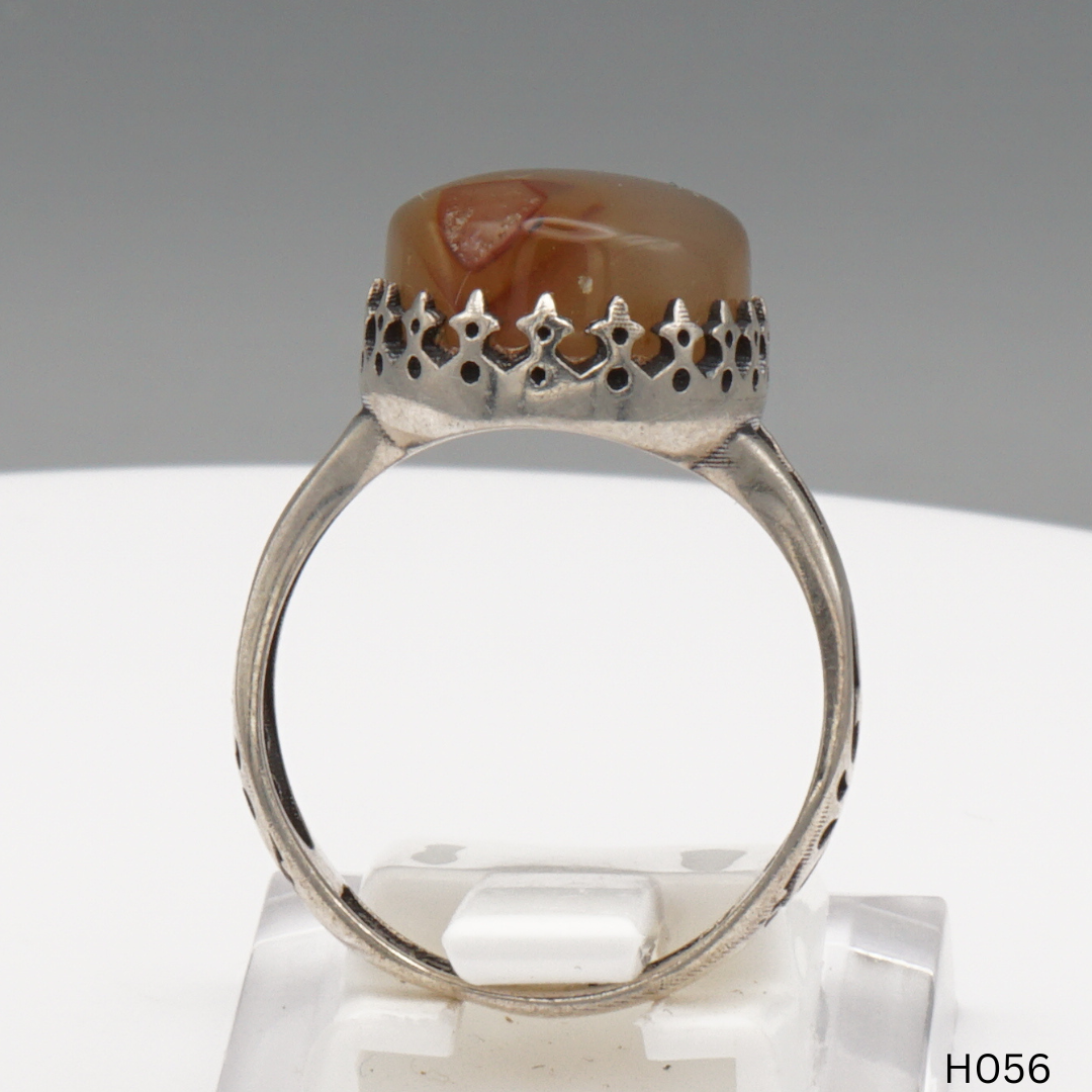 925 Silber Herrenring mit echtem Jemen Achat - Aqeeq Yamani