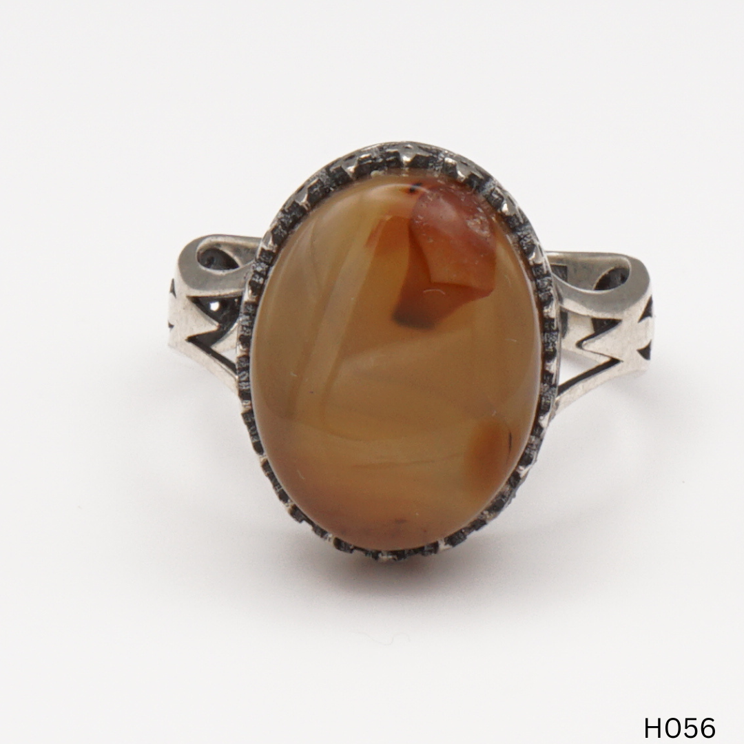 925 Silber Herrenring mit echtem Jemen Achat - Aqeeq Yamani