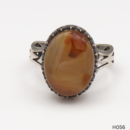 925 Silber Herrenring mit echtem Jemen Achat - Aqeeq Yamani