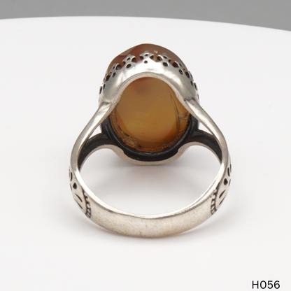 925 Silber Herrenring mit echtem Jemen Achat - Aqeeq Yamani