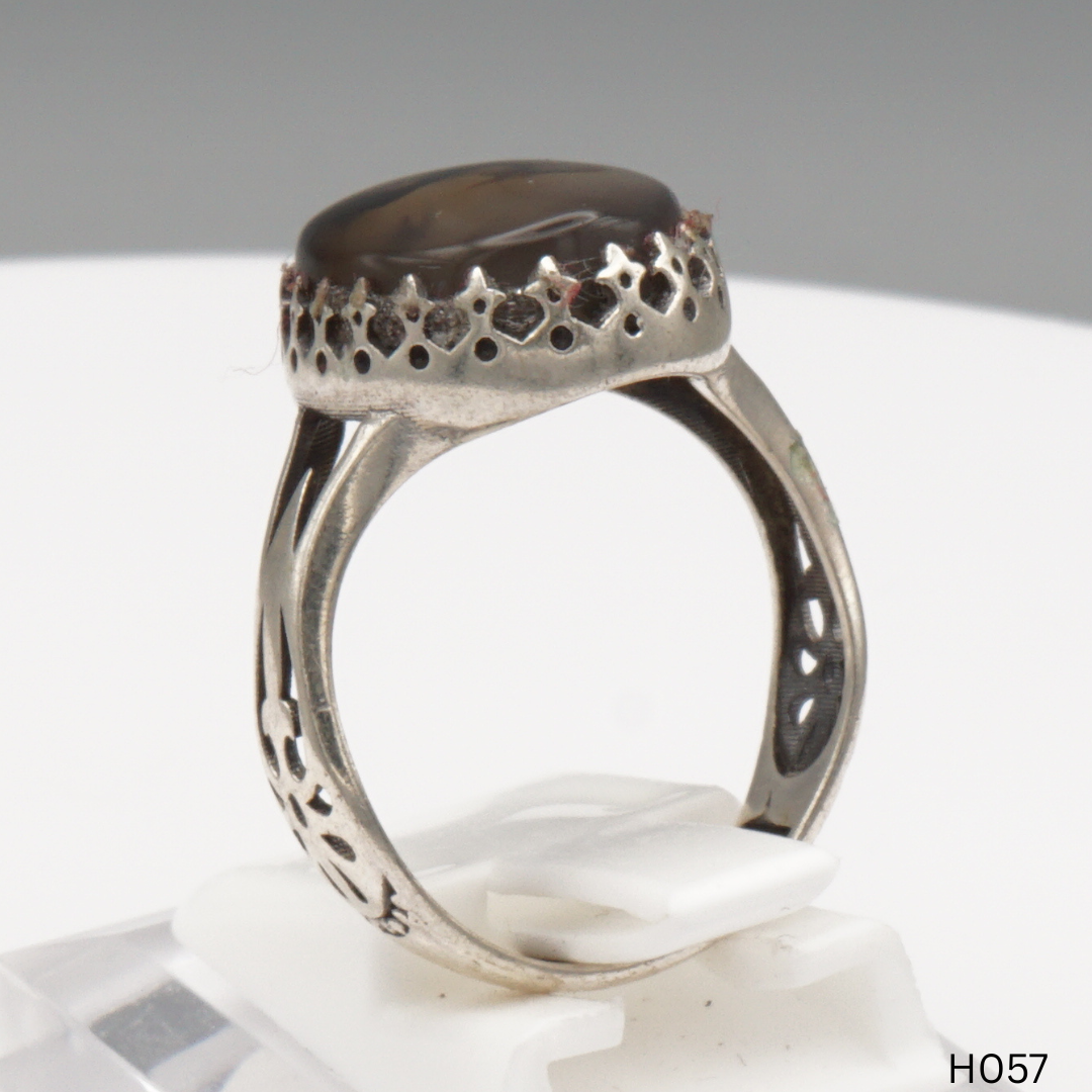 925 Silber Herrenring mit echtem Jemen Achat - Aqeeq Yamani
