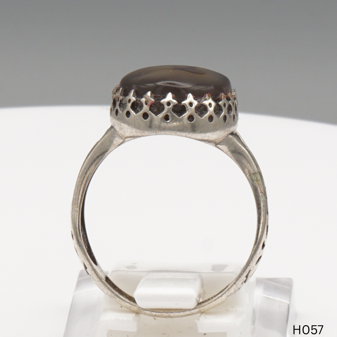 925 Silber Herrenring mit echtem Jemen Achat - Aqeeq Yamani