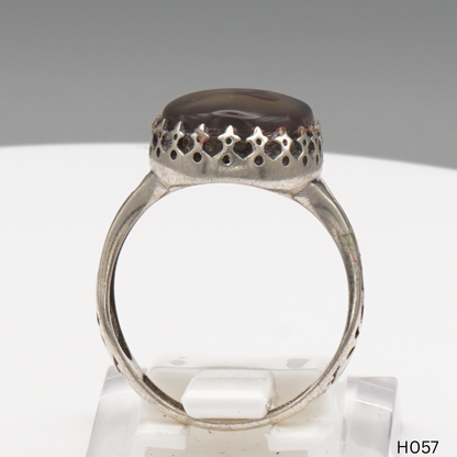 925 Silber Herrenring mit echtem Jemen Achat - Aqeeq Yamani