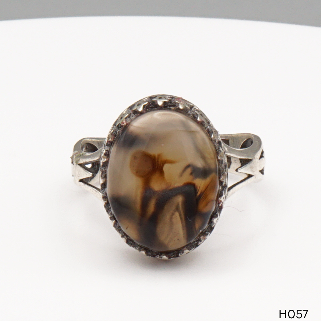 925 Silber Herrenring mit echtem Jemen Achat - Aqeeq Yamani