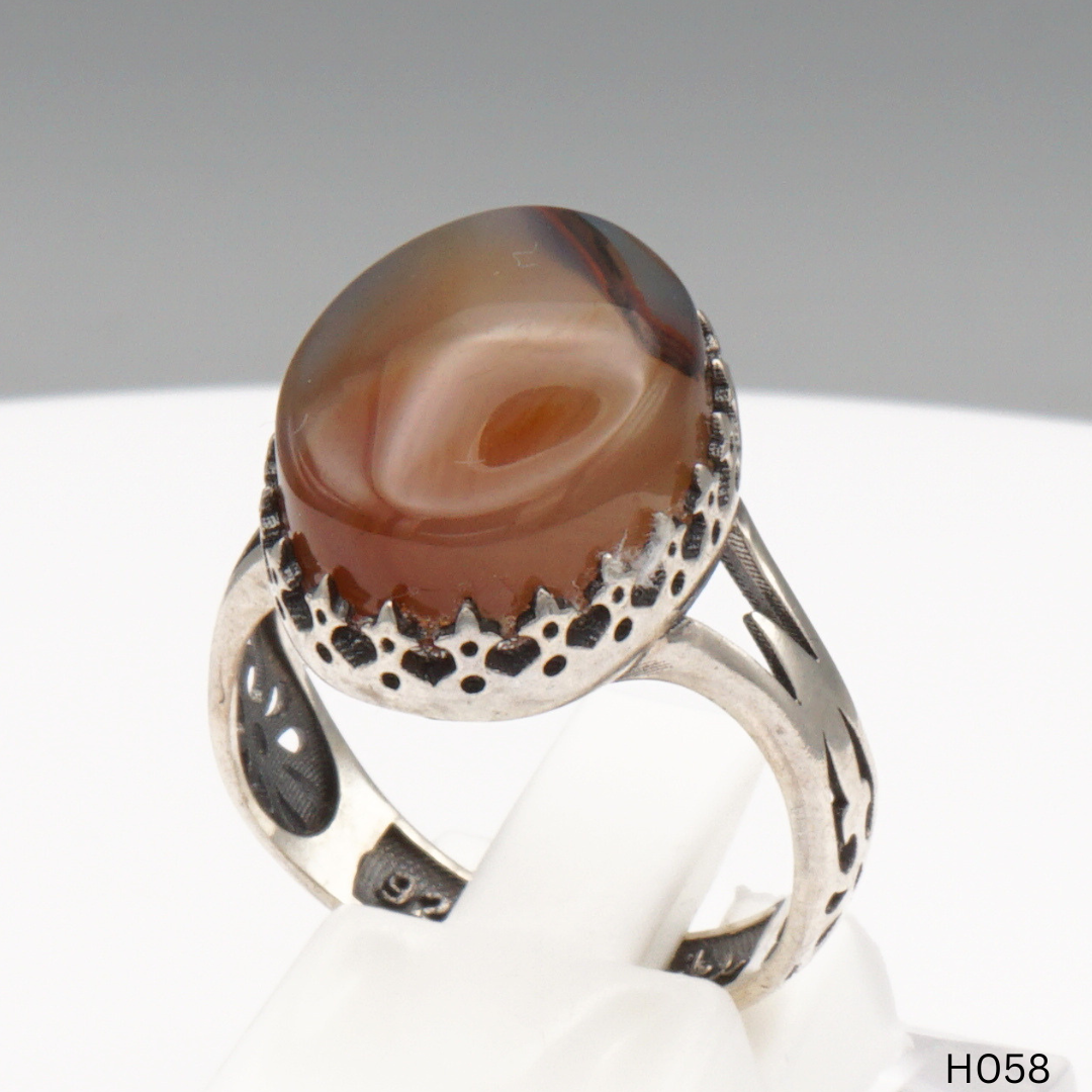 925 Silber Herrenring mit echtem Jemen Achat - Aqeeq Yamani