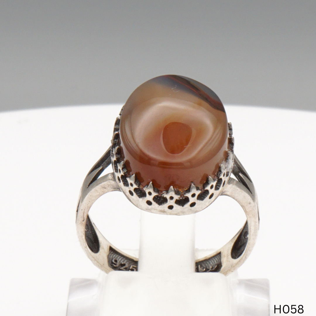 925 Silber Herrenring mit echtem Jemen Achat - Aqeeq Yamani