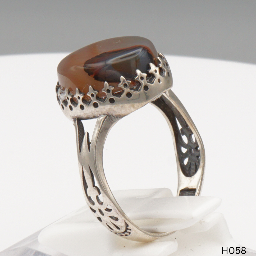 925 Silber Herrenring mit echtem Jemen Achat - Aqeeq Yamani