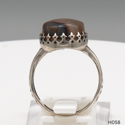 925 Silber Herrenring mit echtem Jemen Achat - Aqeeq Yamani