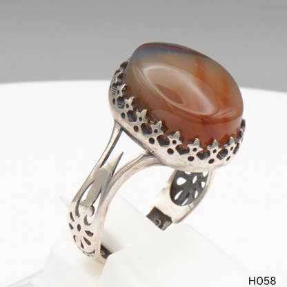 925 Silber Herrenring mit echtem Jemen Achat - Aqeeq Yamani