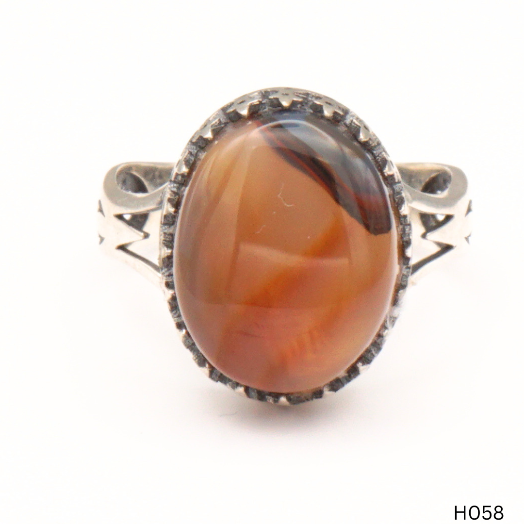 925 Silber Herrenring mit echtem Jemen Achat - Aqeeq Yamani