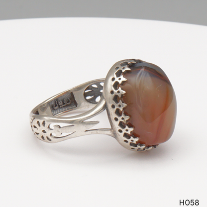 925 Silber Herrenring mit echtem Jemen Achat - Aqeeq Yamani