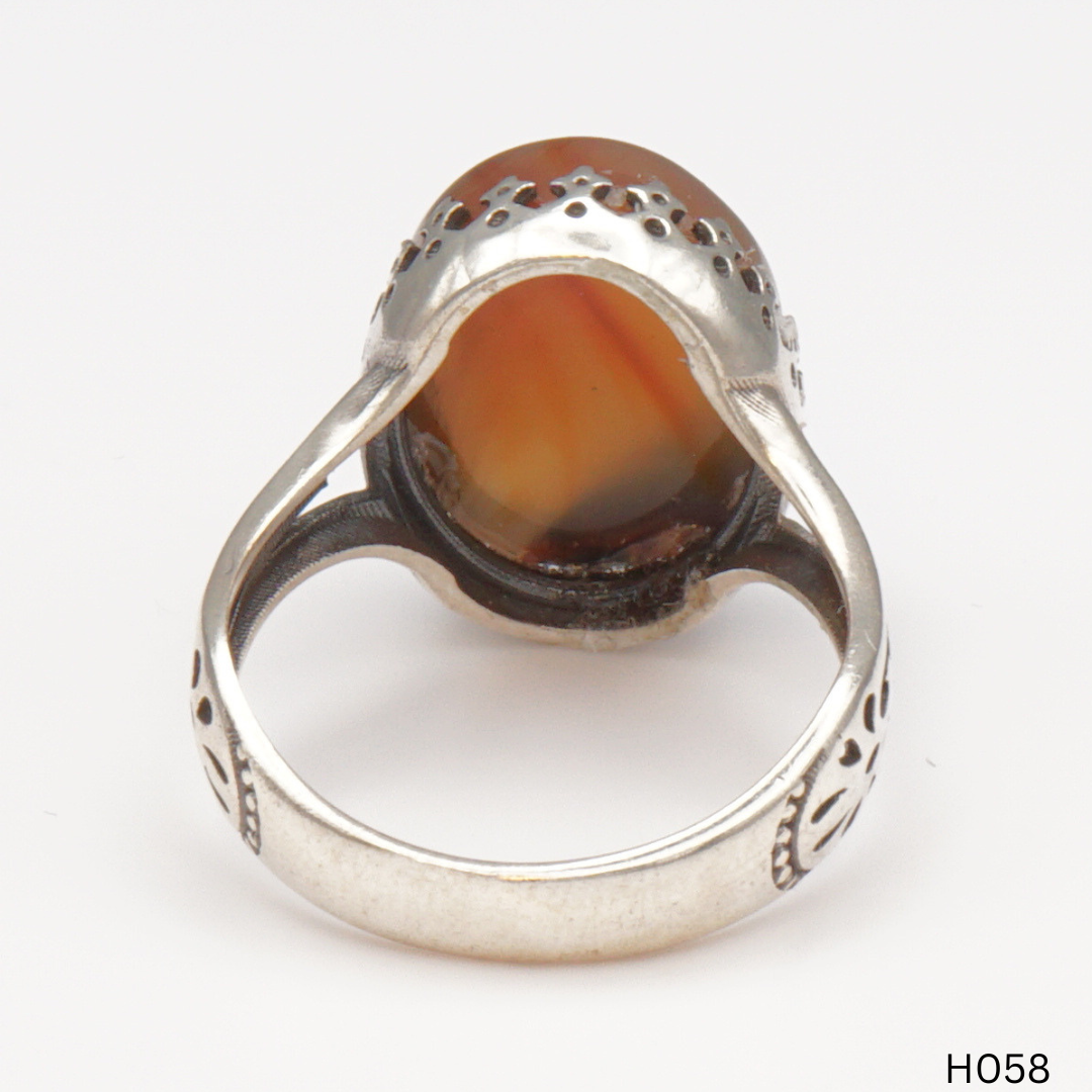 925 Silber Herrenring mit echtem Jemen Achat - Aqeeq Yamani