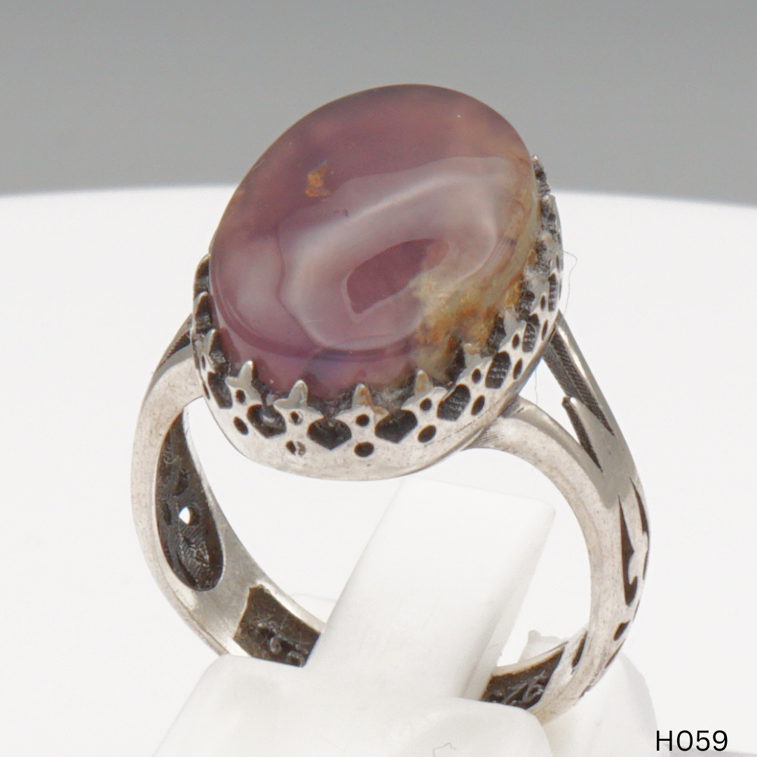 925 Silber Herrenring mit echtem Jemen Achat - Aqeeq Yamani