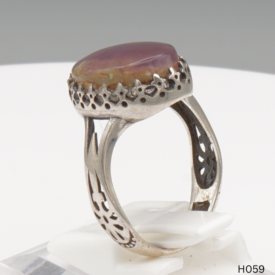 925 Silber Herrenring mit echtem Jemen Achat - Aqeeq Yamani