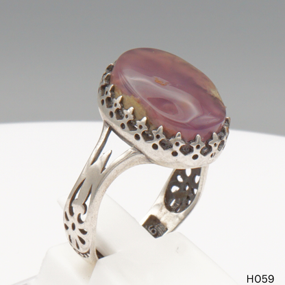 925 Silber Herrenring mit echtem Jemen Achat - Aqeeq Yamani