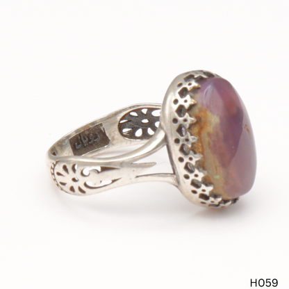 925 Silber Herrenring mit echtem Jemen Achat - Aqeeq Yamani