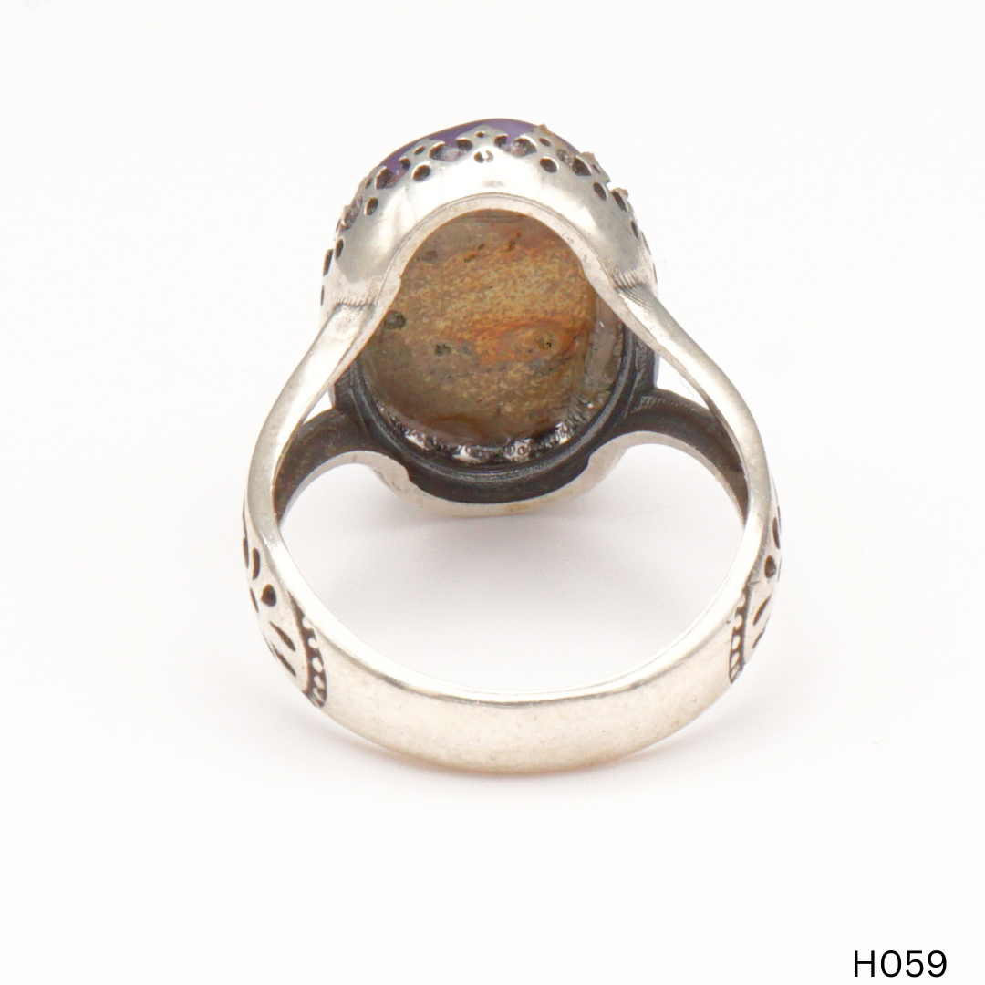 925 Silber Herrenring mit echtem Jemen Achat - Aqeeq Yamani
