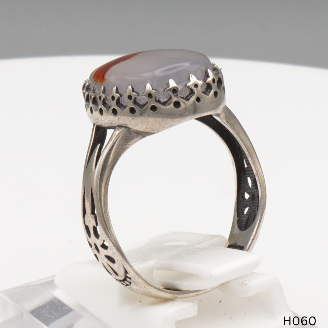 925 Silber Herrenring mit echtem Jemen Achat - Aqeeq Yamani