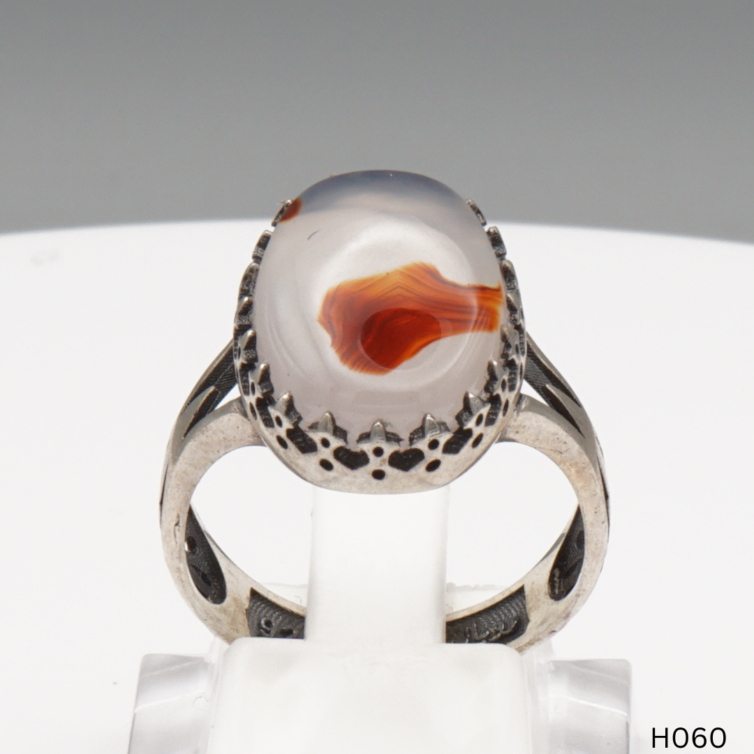 925 Silber Herrenring mit echtem Jemen Achat - Aqeeq Yamani
