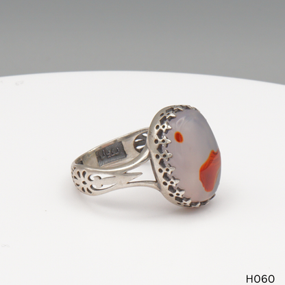 925 Silber Herrenring mit echtem Jemen Achat - Aqeeq Yamani