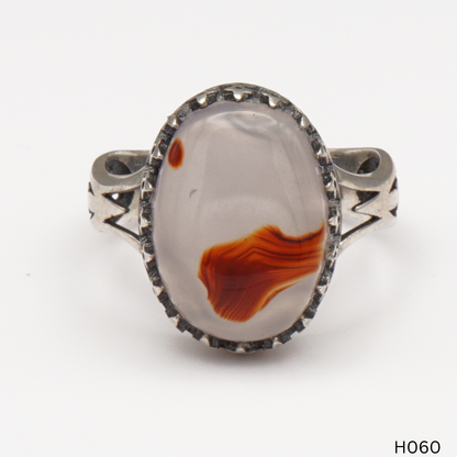 925 Silber Herrenring mit echtem Jemen Achat - Aqeeq Yamani