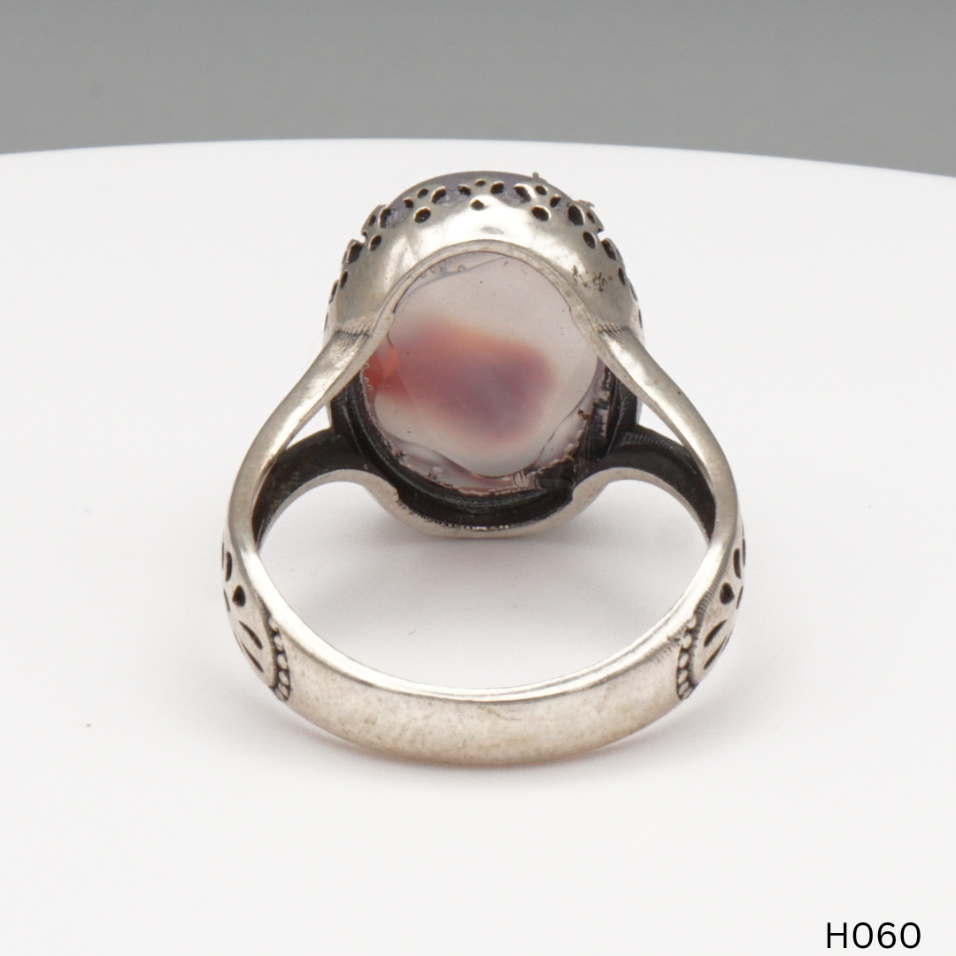 925 Silber Herrenring mit echtem Jemen Achat - Aqeeq Yamani