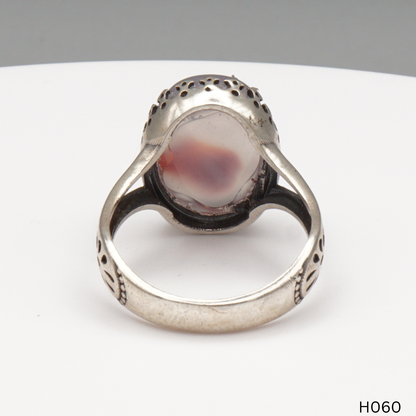 925 Silber Herrenring mit echtem Jemen Achat - Aqeeq Yamani