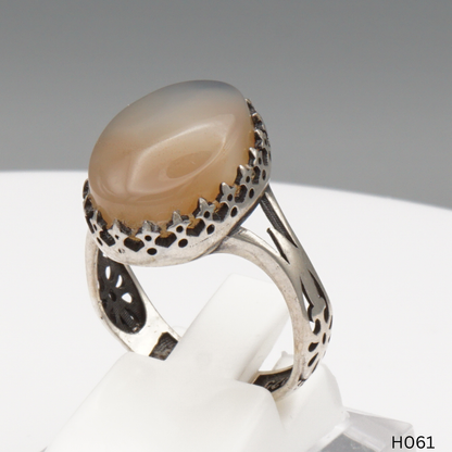 925 Silber Herrenring mit echtem Jemen Achat - Aqeeq Yamani