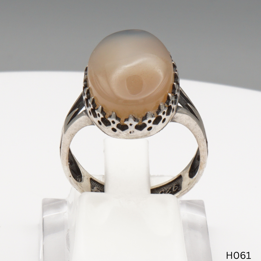 925 Silber Herrenring mit echtem Jemen Achat - Aqeeq Yamani