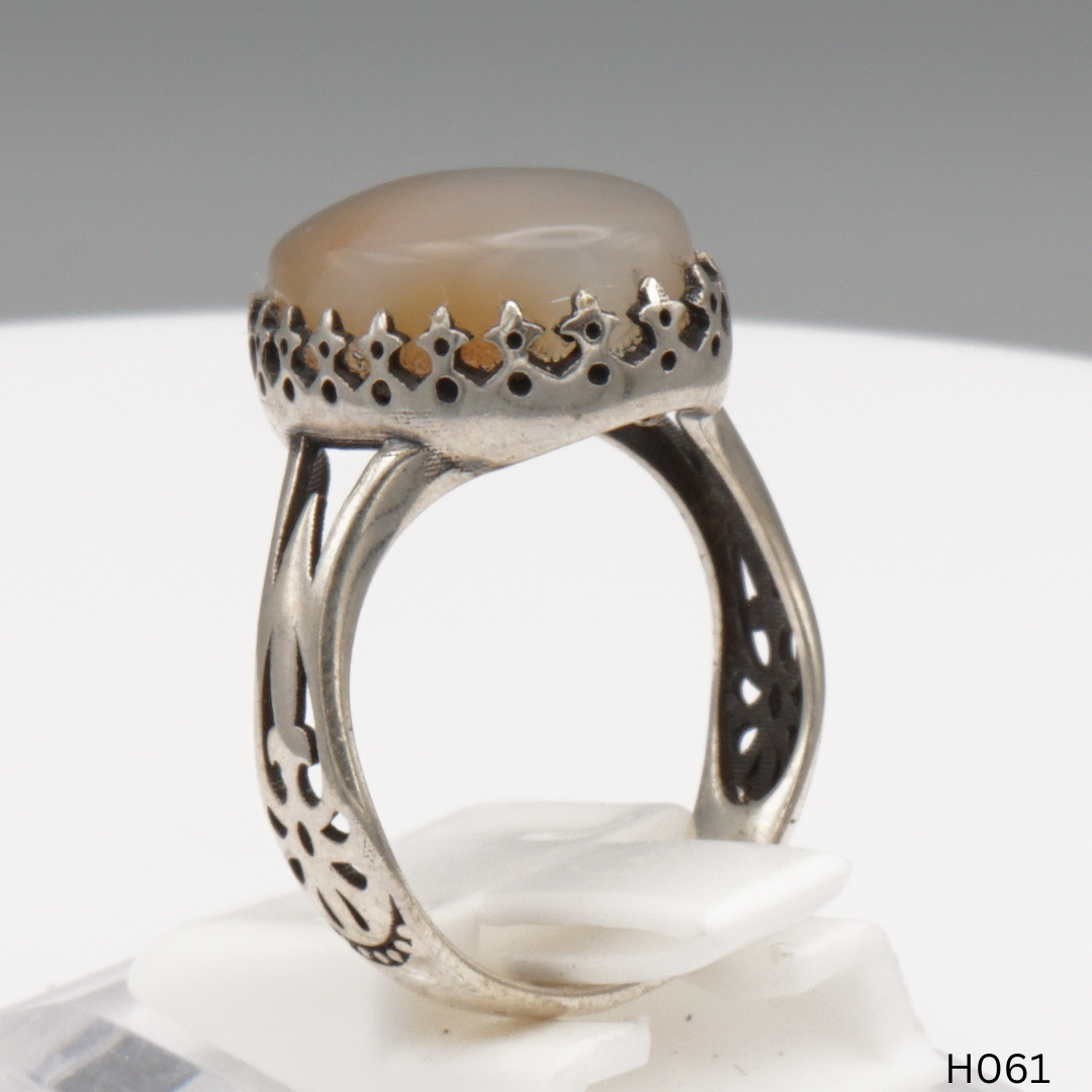 925 Silber Herrenring mit echtem Jemen Achat - Aqeeq Yamani