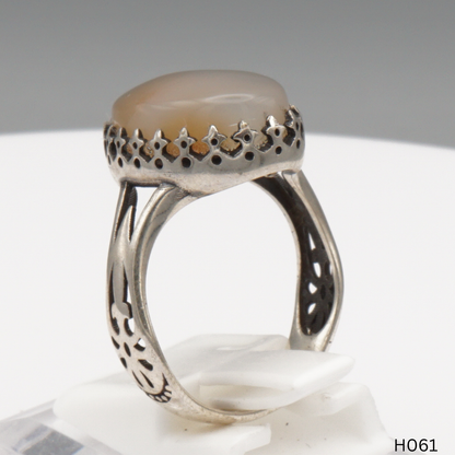 925 Silber Herrenring mit echtem Jemen Achat - Aqeeq Yamani