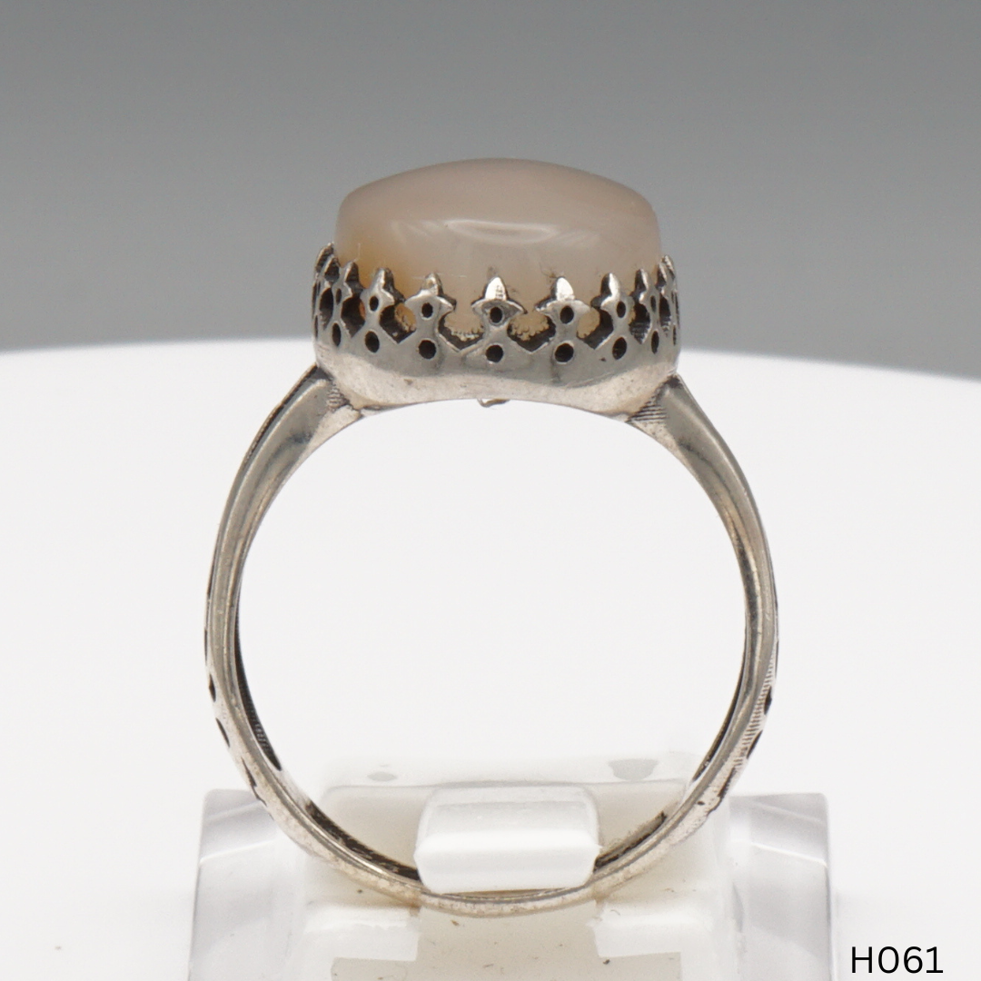925 Silber Herrenring mit echtem Jemen Achat - Aqeeq Yamani