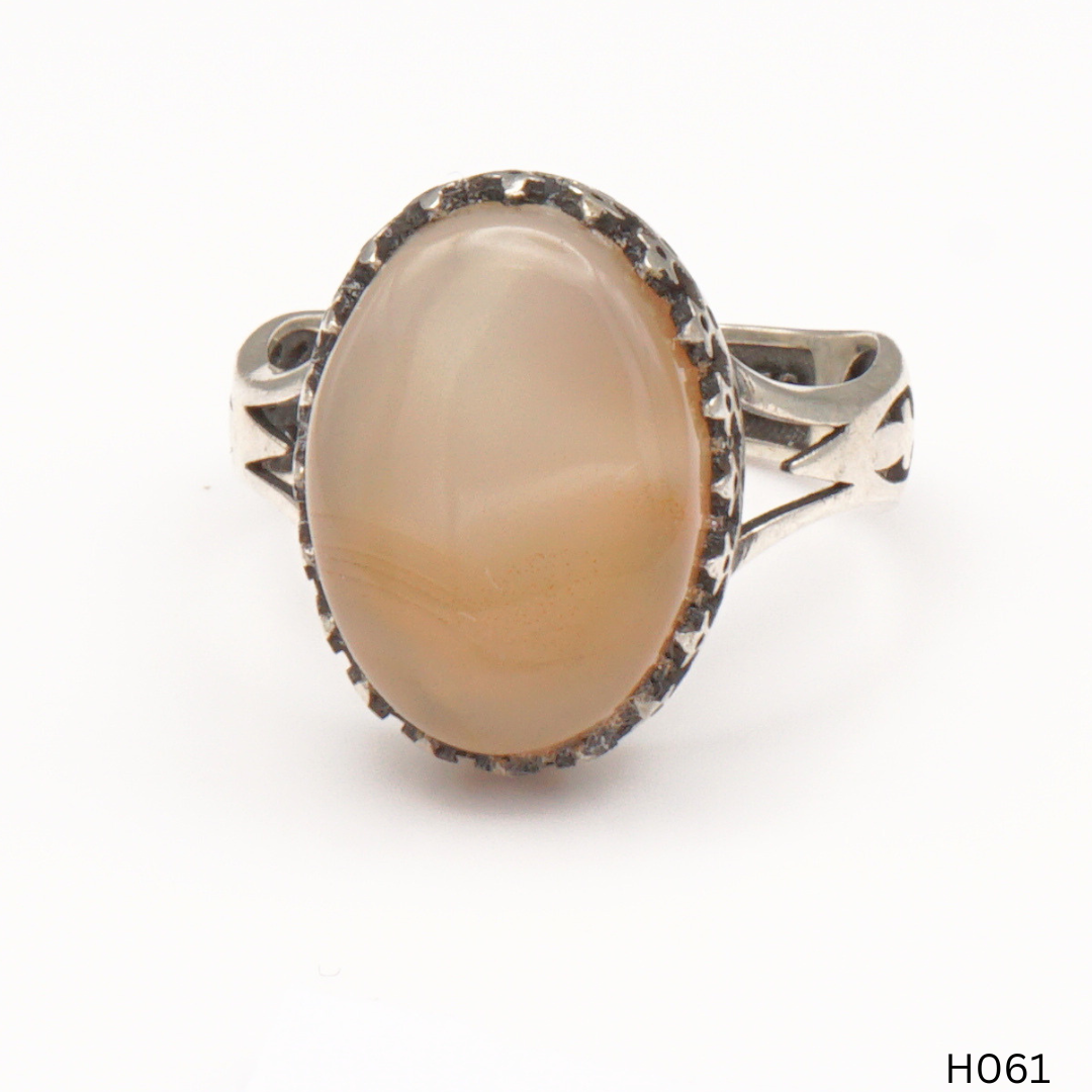 925 Silber Herrenring mit echtem Jemen Achat - Aqeeq Yamani