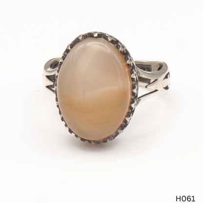 925 Silber Herrenring mit echtem Jemen Achat - Aqeeq Yamani