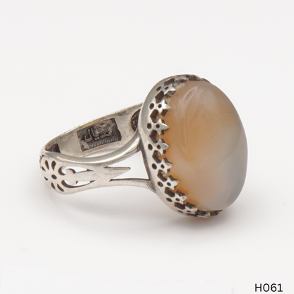 925 Silber Herrenring mit echtem Jemen Achat - Aqeeq Yamani