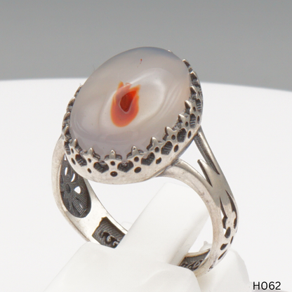 925 Silber Herrenring mit echtem Jemen Achat - Aqeeq Yamani