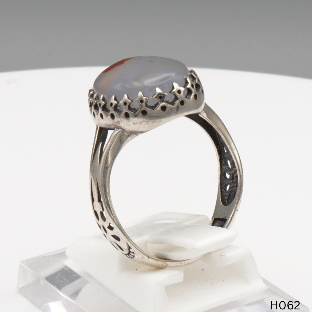 925 Silber Herrenring mit echtem Jemen Achat - Aqeeq Yamani