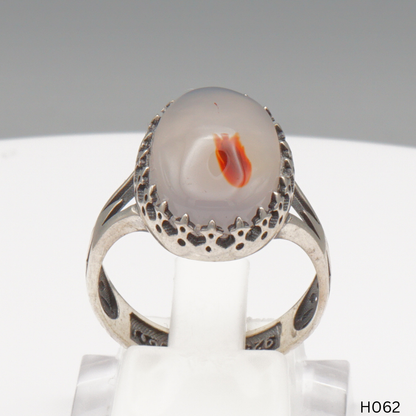 925 Silber Herrenring mit echtem Jemen Achat - Aqeeq Yamani