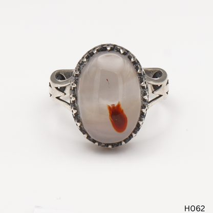 925 Silber Herrenring mit echtem Jemen Achat - Aqeeq Yamani