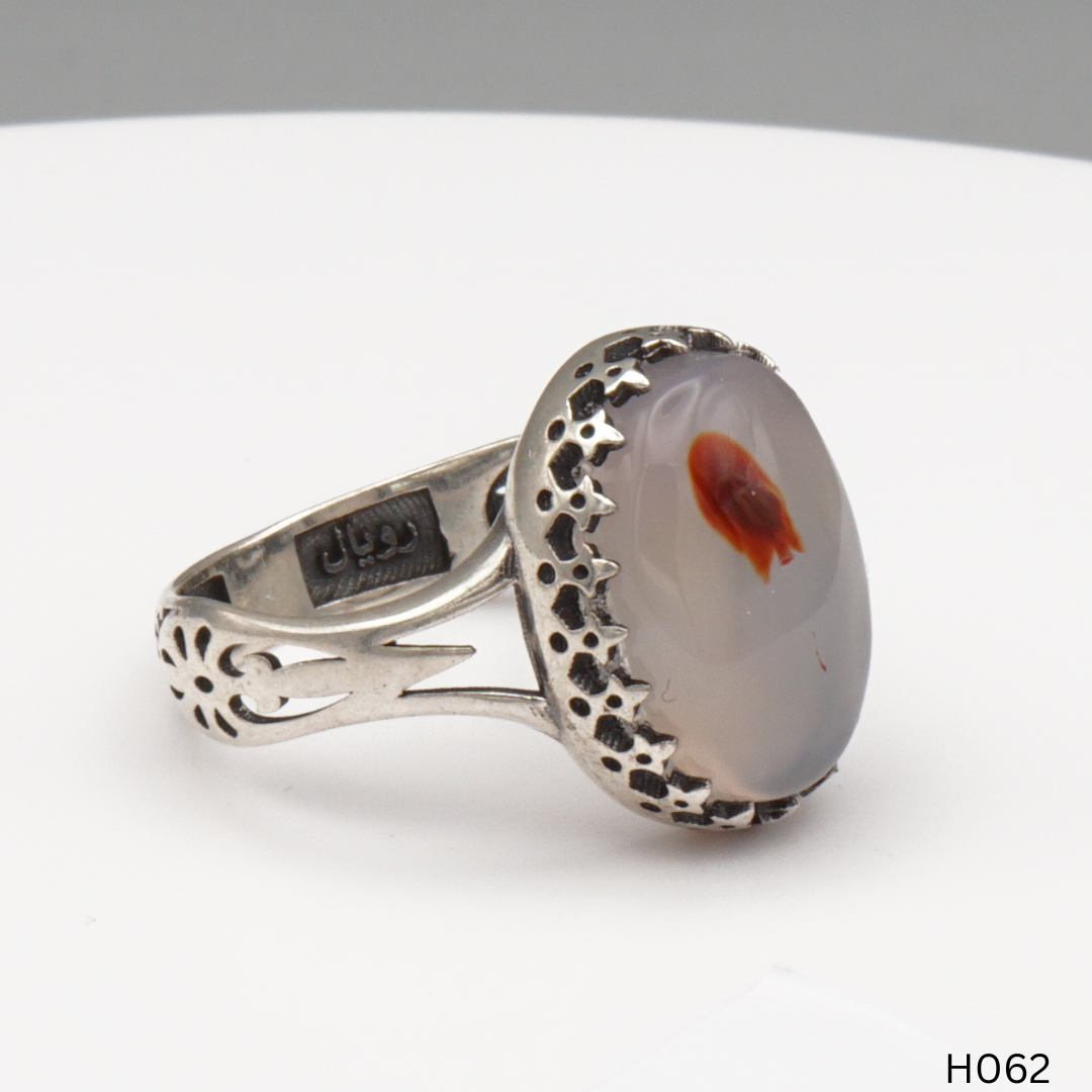 925 Silber Herrenring mit echtem Jemen Achat - Aqeeq Yamani