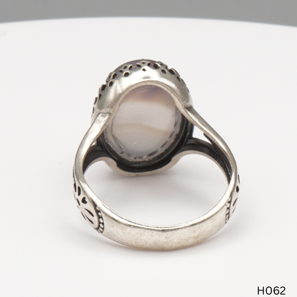 925 Silber Herrenring mit echtem Jemen Achat - Aqeeq Yamani