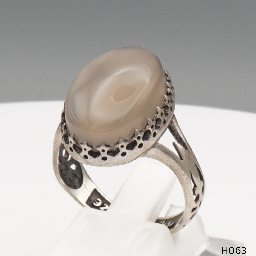 925 Silber Herrenring mit echtem Jemen Achat - Aqeeq Yamani
