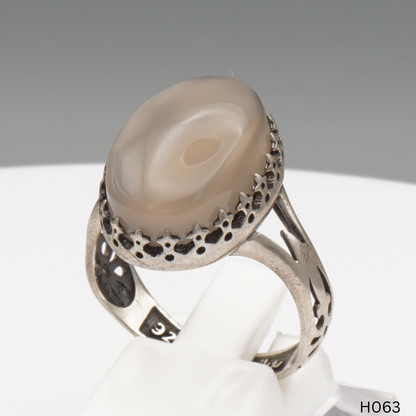 925 Silber Herrenring mit echtem Jemen Achat - Aqeeq Yamani