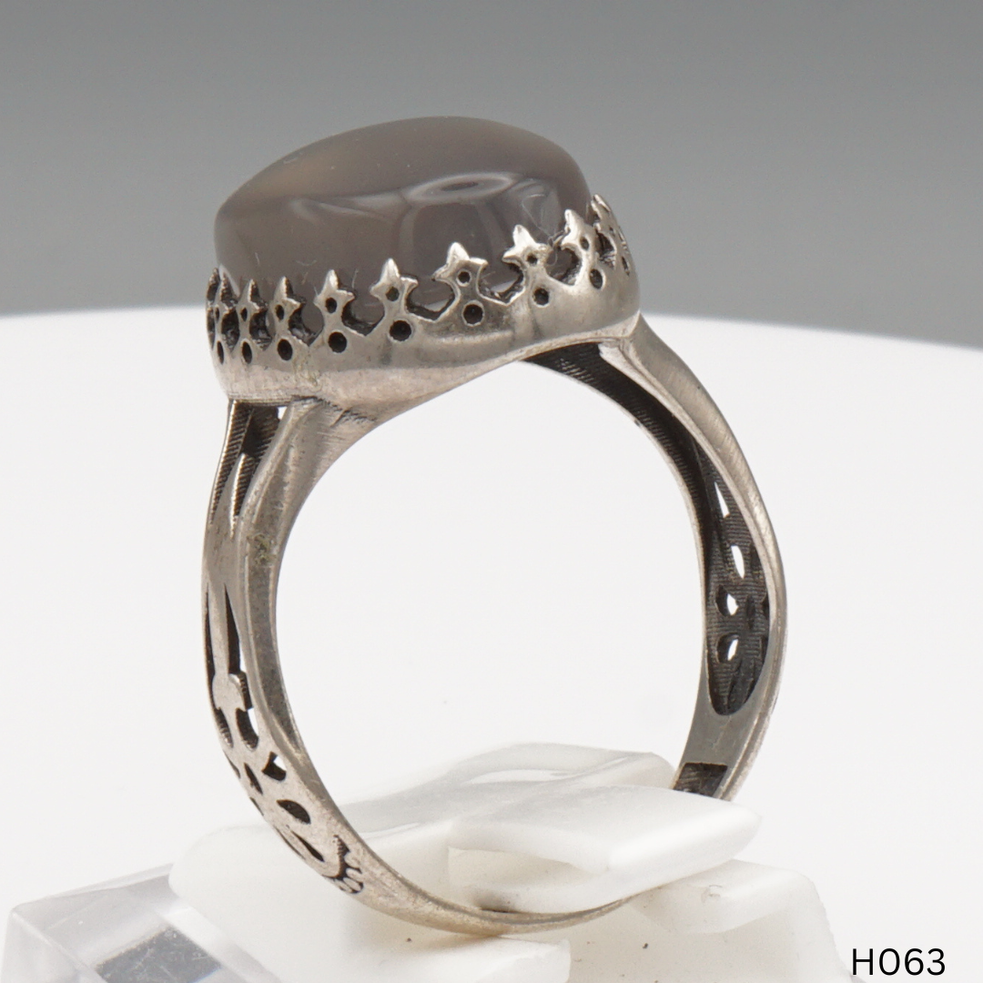 925 Silber Herrenring mit echtem Jemen Achat - Aqeeq Yamani
